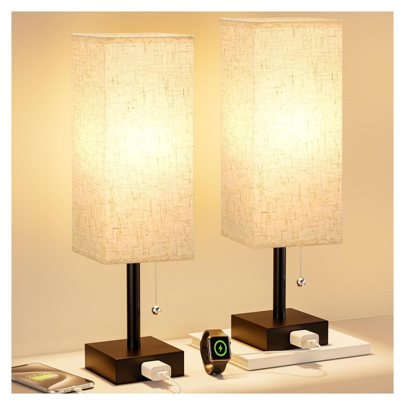 Juego de 2 Lámparas de Mesa Fenmzee con Carga AC y 3 Colores