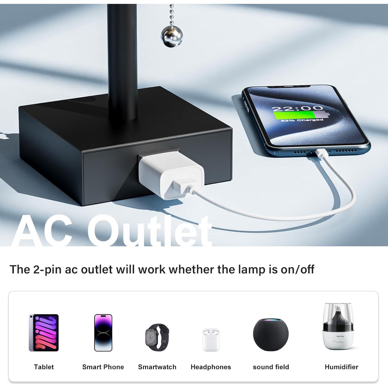 Juego de 2 Lámparas de Mesa Fenmzee con Carga AC y 3 Colores