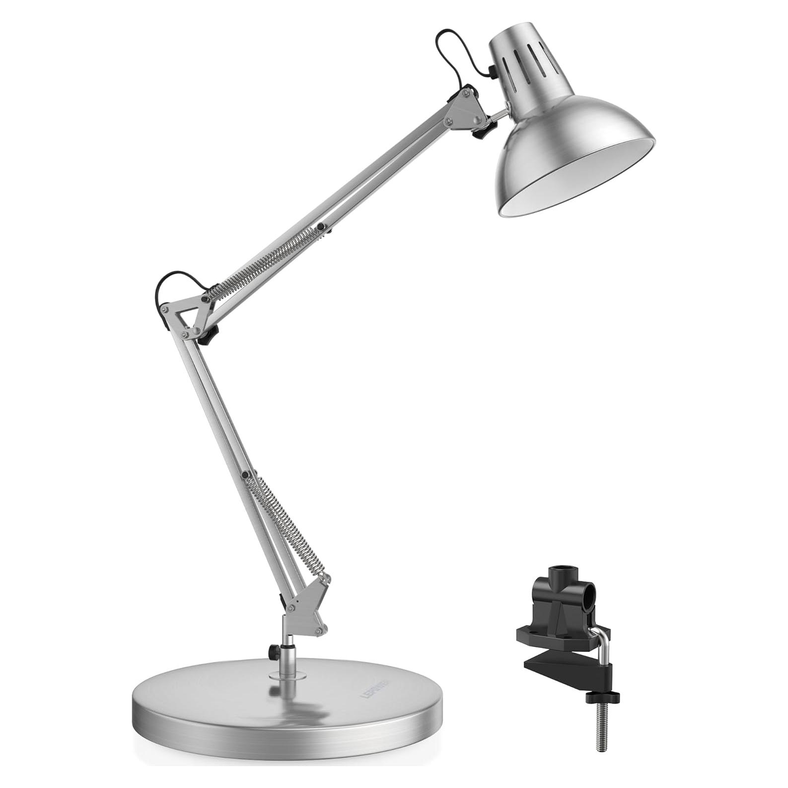 Lámpara de Escritorio LEPOWER de Metal con Abrazadera Plata