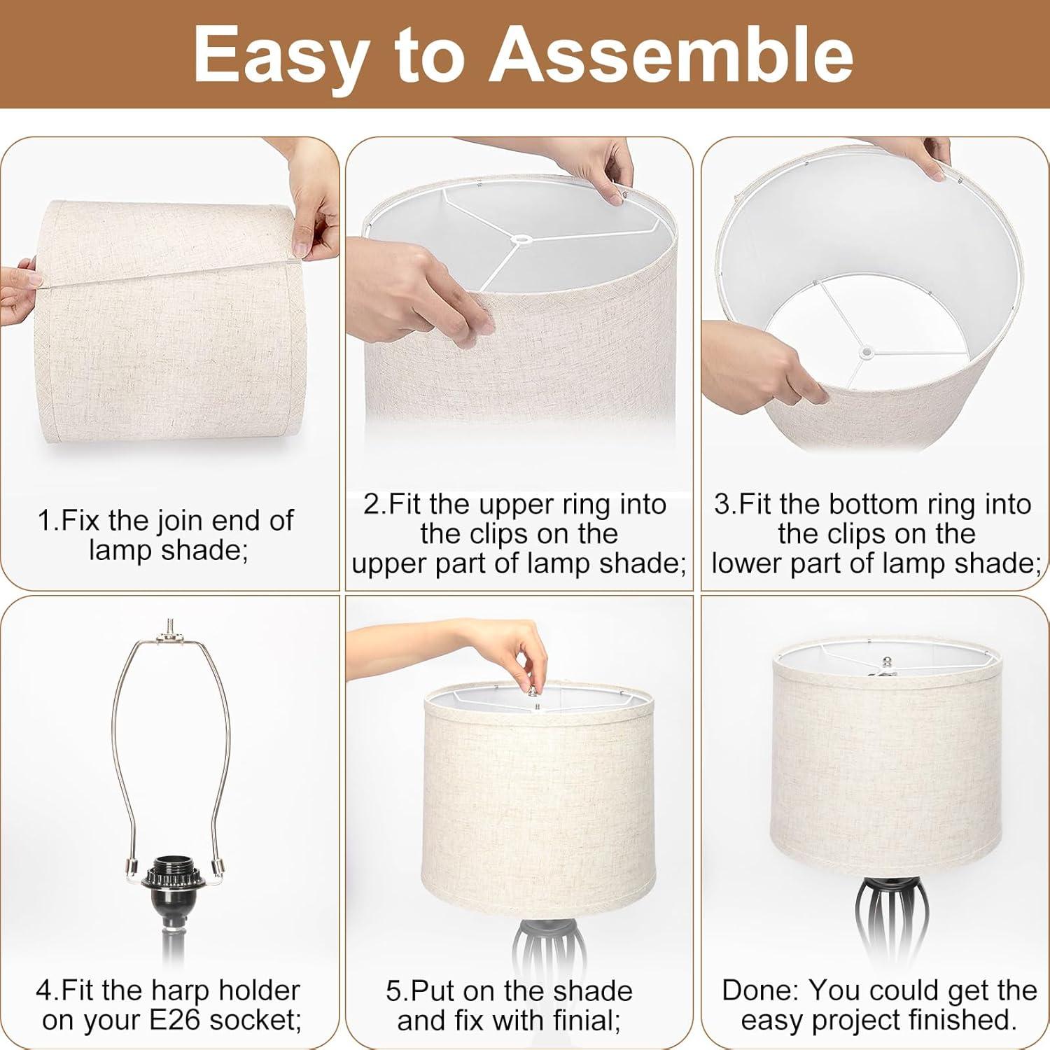 Juego de 2 Pantallas de Lámpara Beige Pueblo Costero 29.5x32 cm