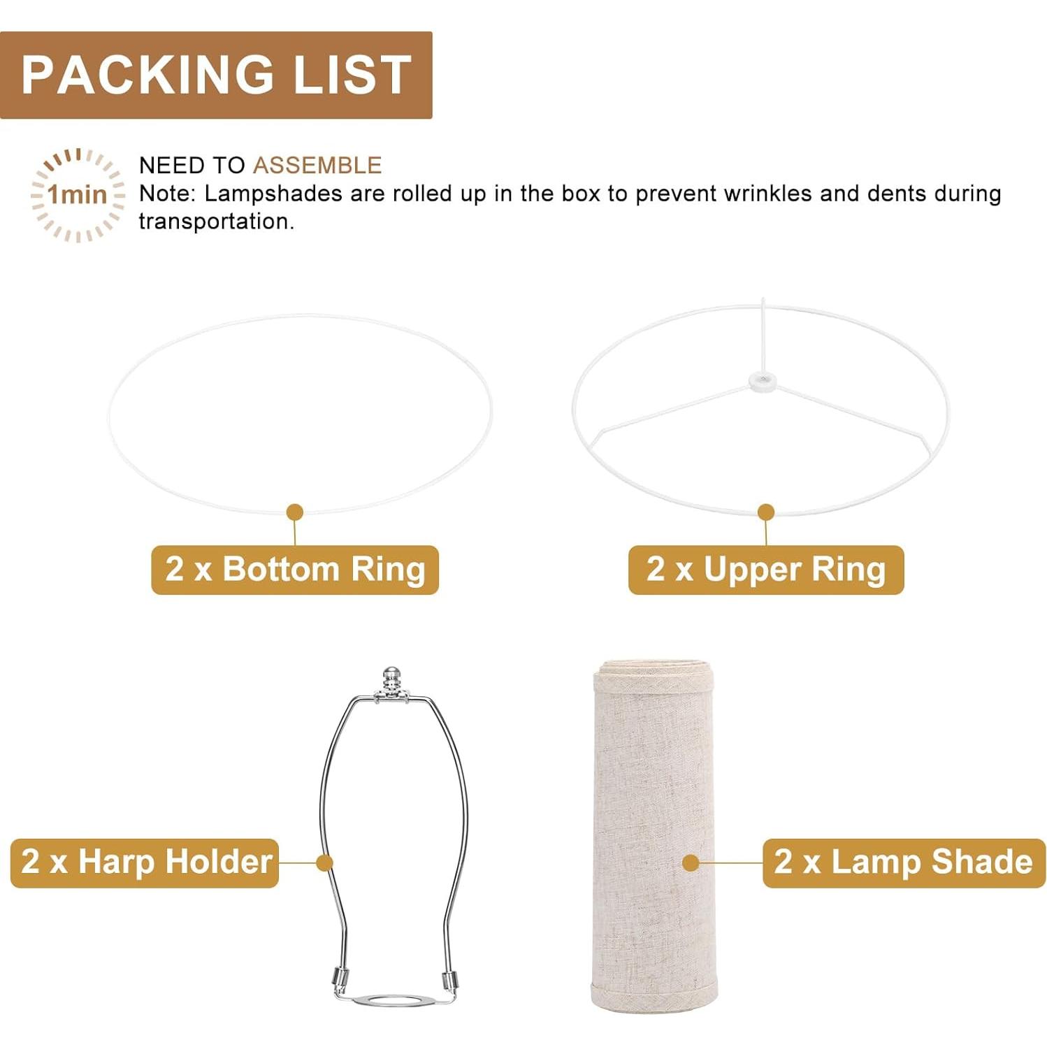 Juego de 2 Pantallas de Lámpara Beige Pueblo Costero 29.5x32 cm