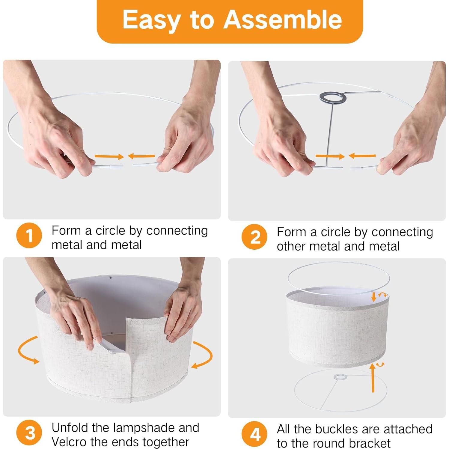 Pantalla de Lámpara de Tambor Beige OUTON 40.64 cm Fácil Ensamblar