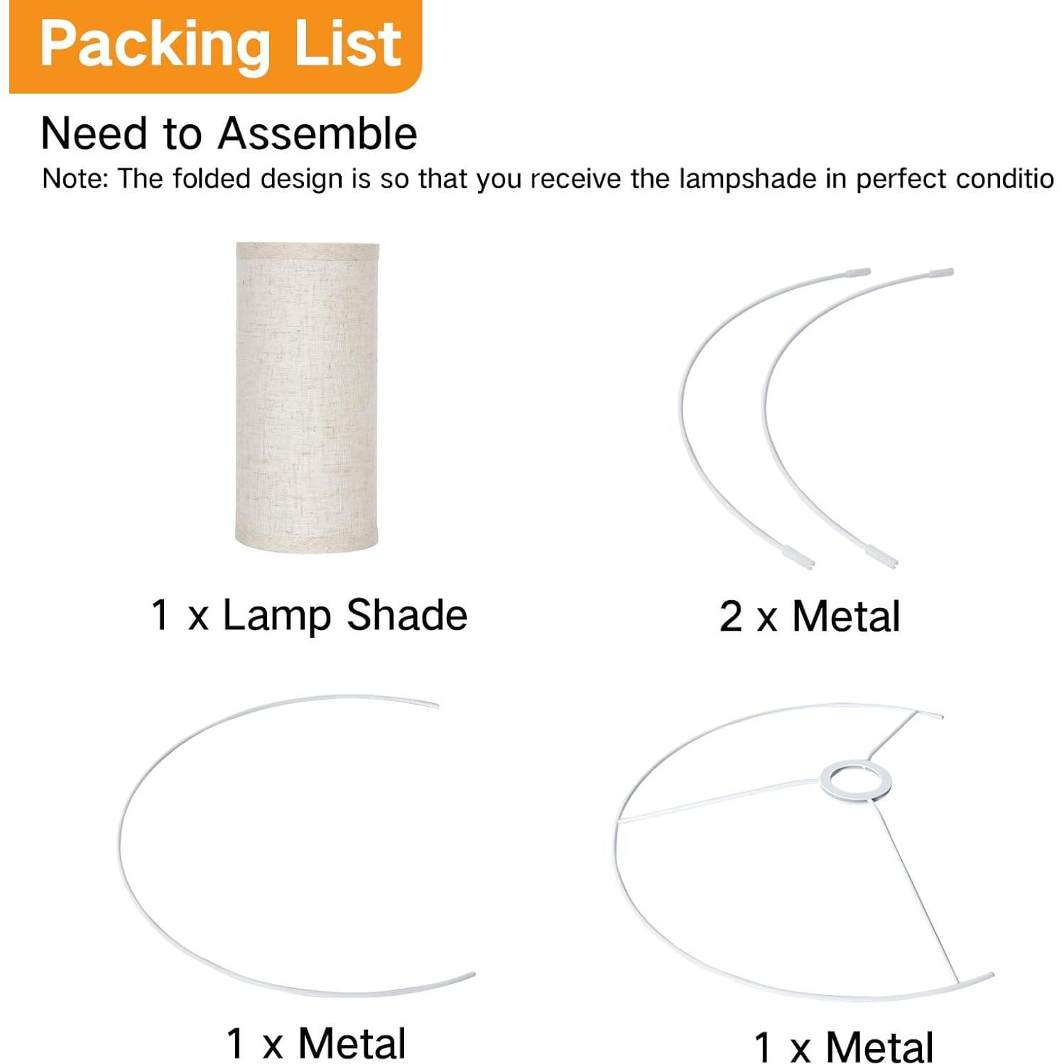 Pantalla de Lámpara de Tambor Beige OUTON 40.64 cm Fácil Ensamblar