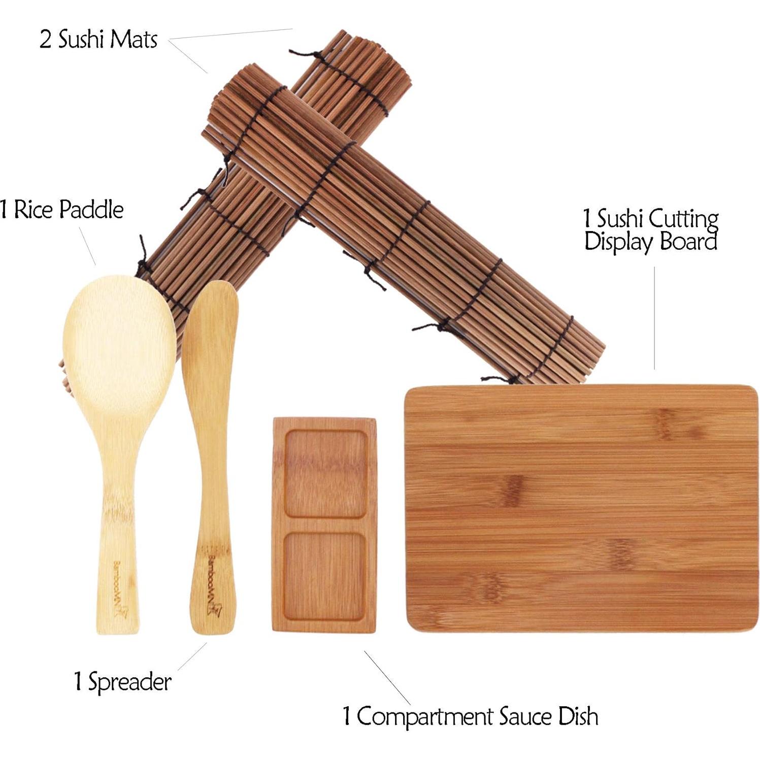 Kit de Hacer Sushi BambooMN - 13 Piezas de Bambú Carbonizado