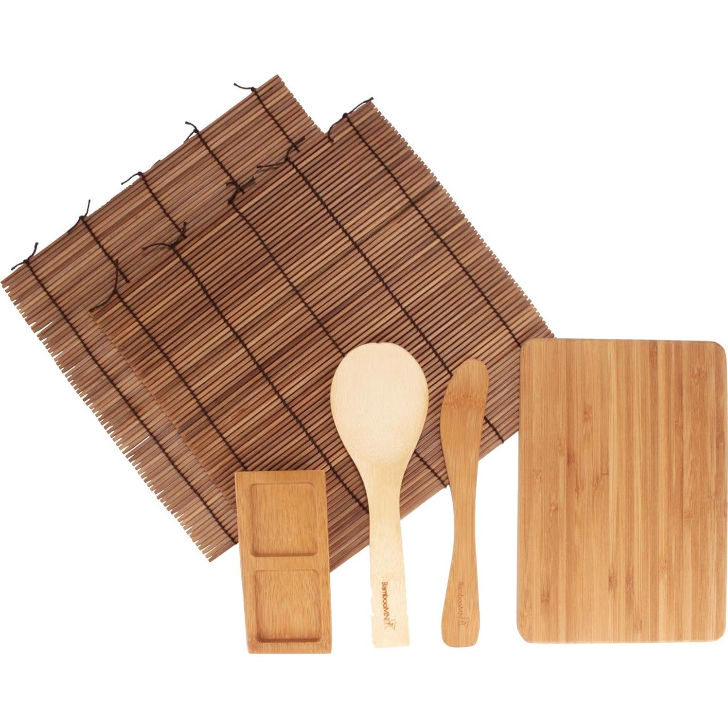 Kit de Hacer Sushi BambooMN - 13 Piezas de Bambú Carbonizado