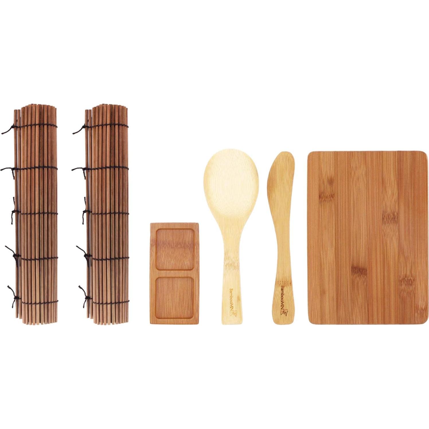 Kit de Hacer Sushi BambooMN - 13 Piezas de Bambú Carbonizado