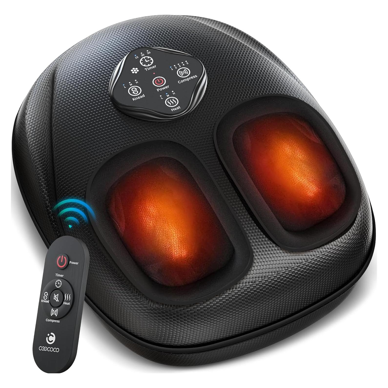 Masajeador de pies CooCoCo con calor y control remoto - Alivio para fascitis plantar