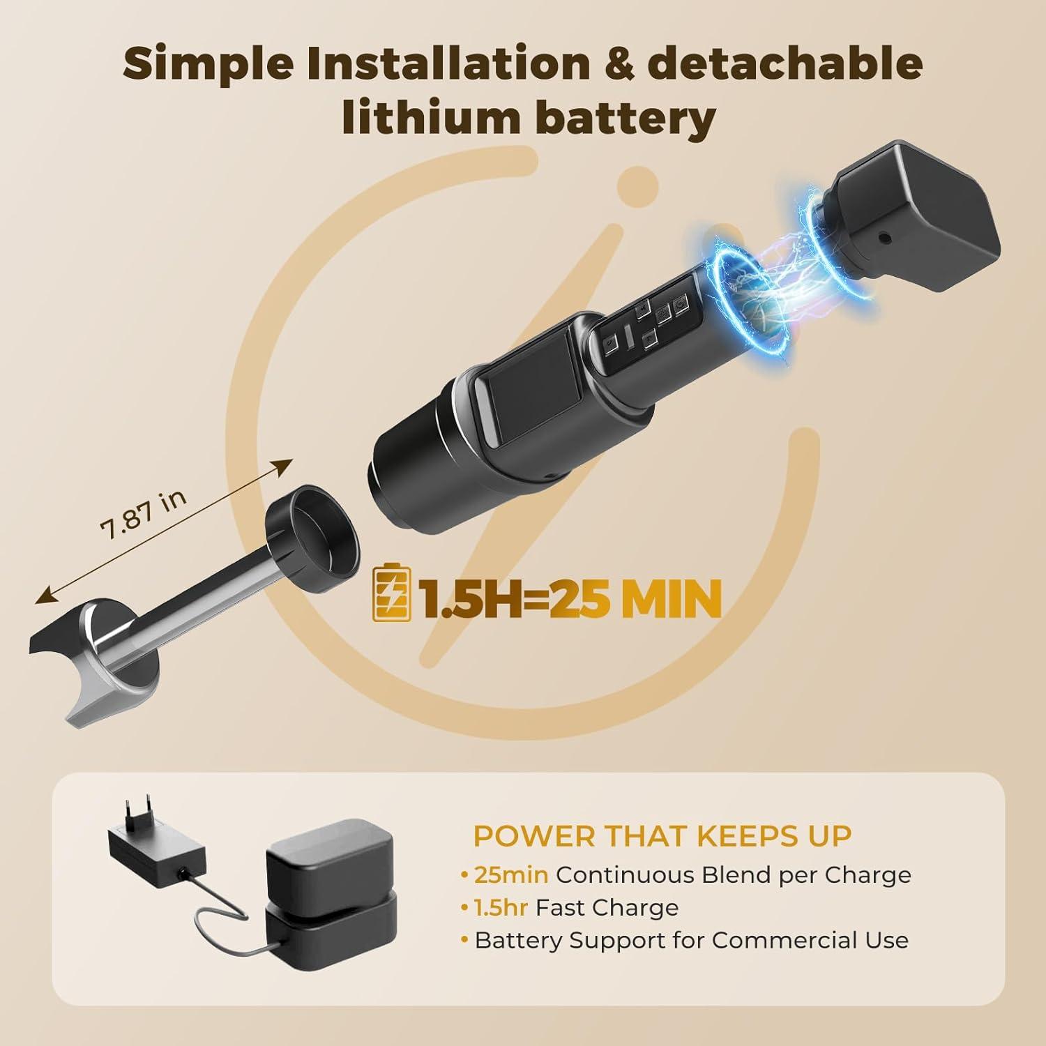 Batidora de Inmersión Inalámbrica Flyseago XCM-300L 300W 12 Modos