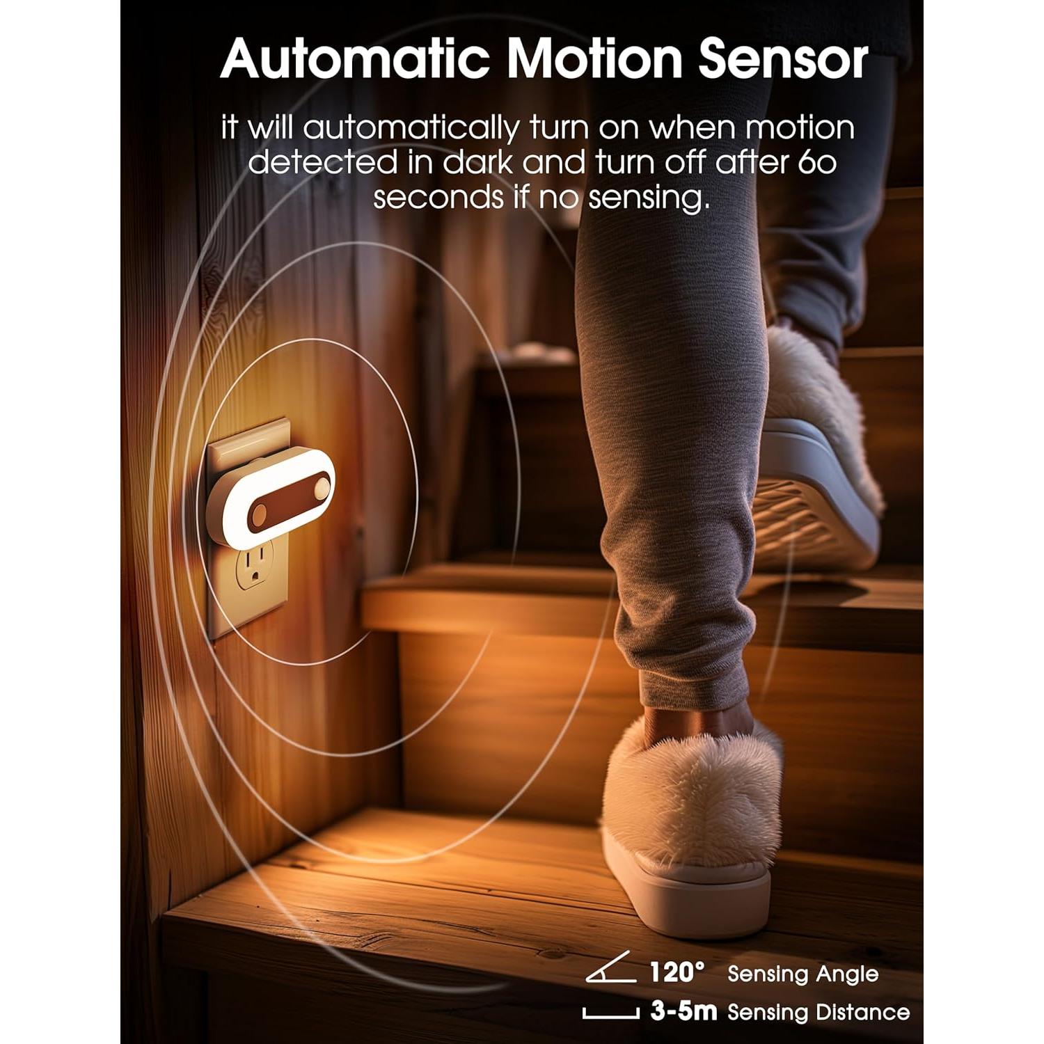 Luz Nocturna Enchufable Fulighture con Sensor de Movimiento 2 Pcs