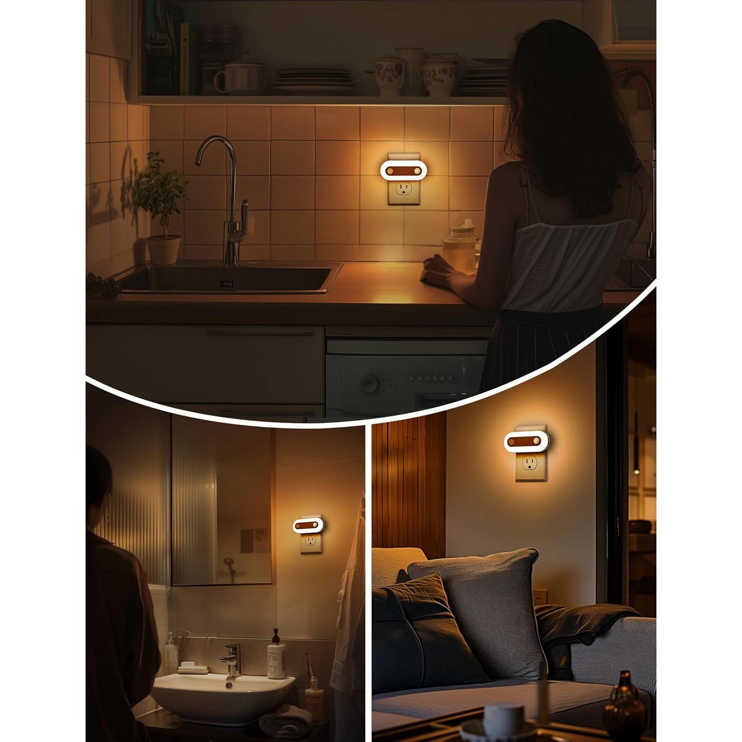 Luz Nocturna Enchufable Fulighture con Sensor de Movimiento 2 Pcs