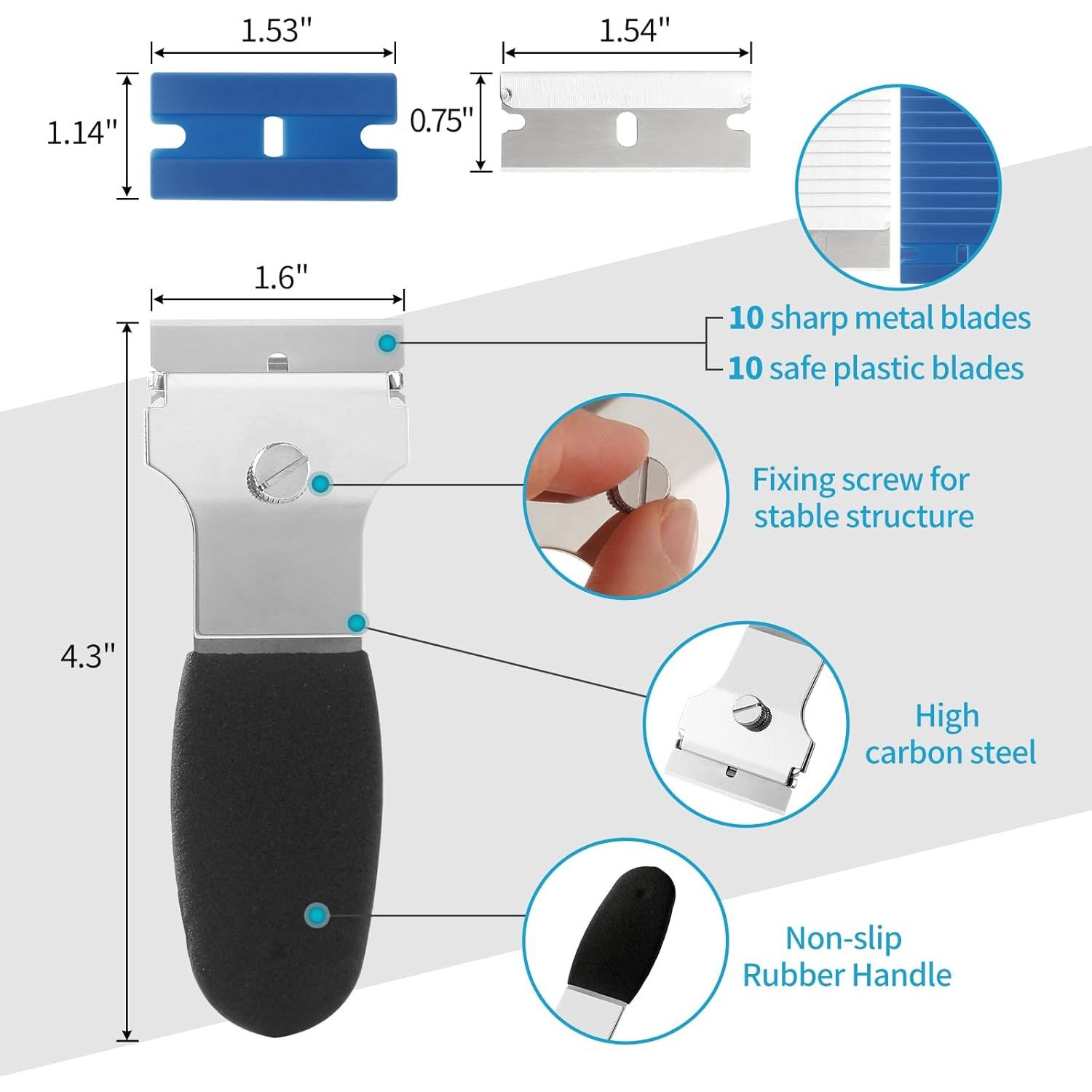 Juego de 2 Raspadores Rechabite con 20 Cuchillas para Limpieza