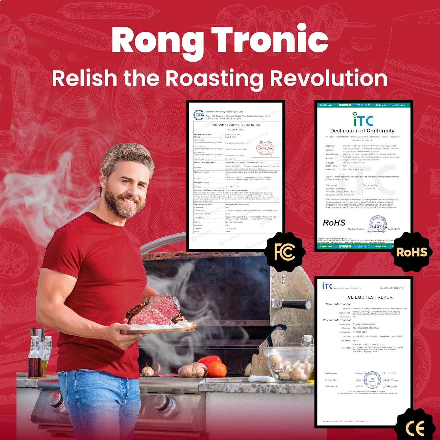 Termómetro de Carne Inalámbrico Rong Tronic con Bluetooth 800ft