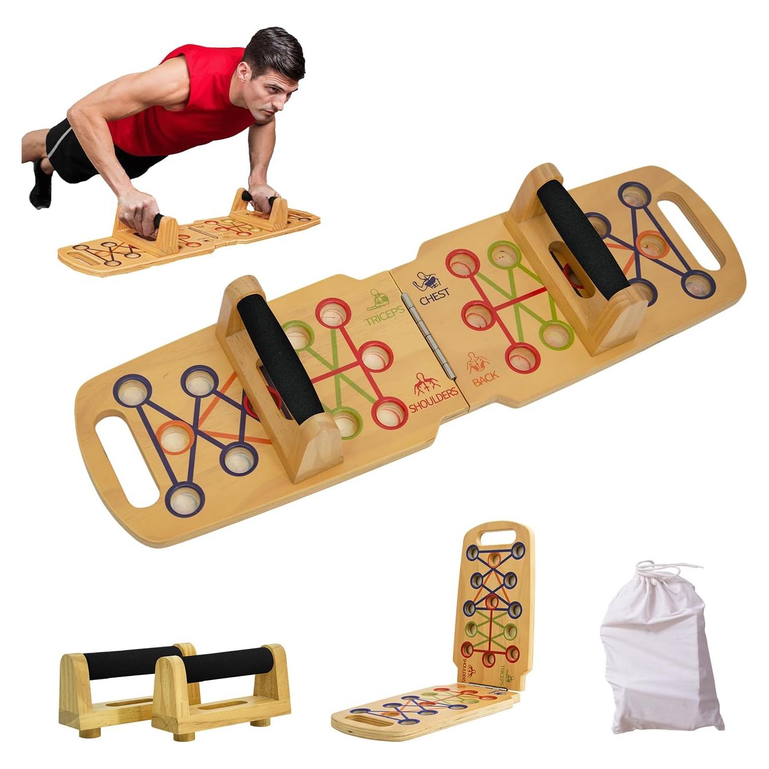Tablero de Flexiones Portátil Figfey de Madera 14 en 1