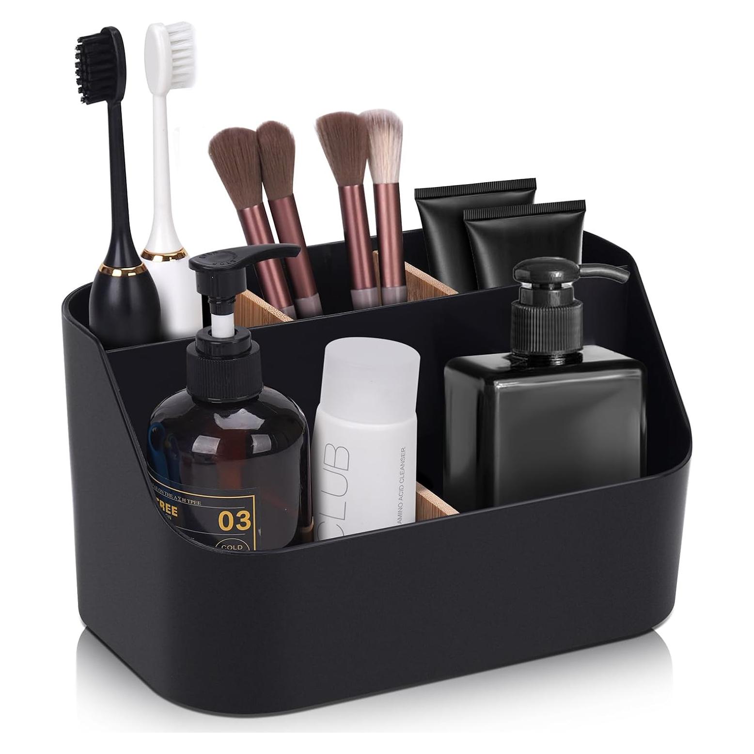 Soporte negro para cepillos de dientes Ayswupt, 5 compartimentos