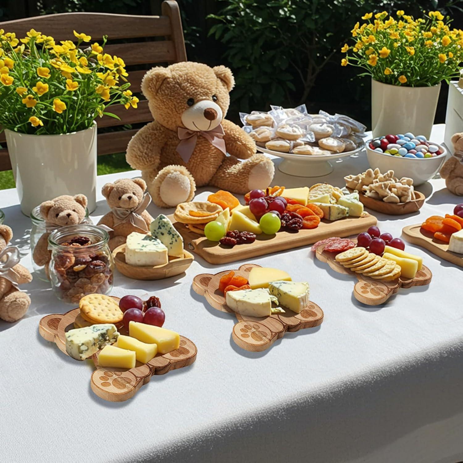 Set de 12 Tablas de Queso en Forma de Oso Ziliny para Baby Shower