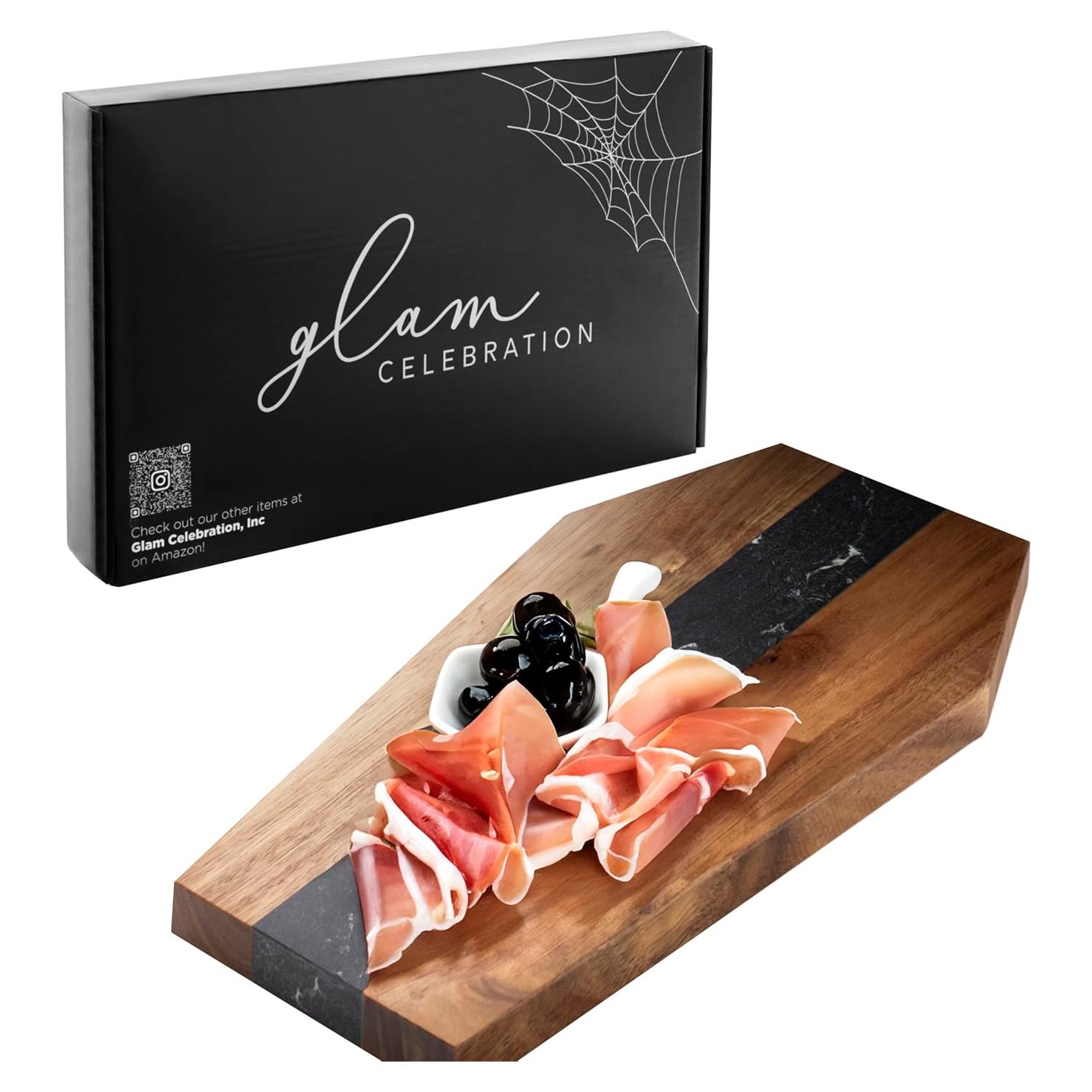 Tabla de Charcutería Gótica en Forma de Ataúd - 36.4x23.2cm