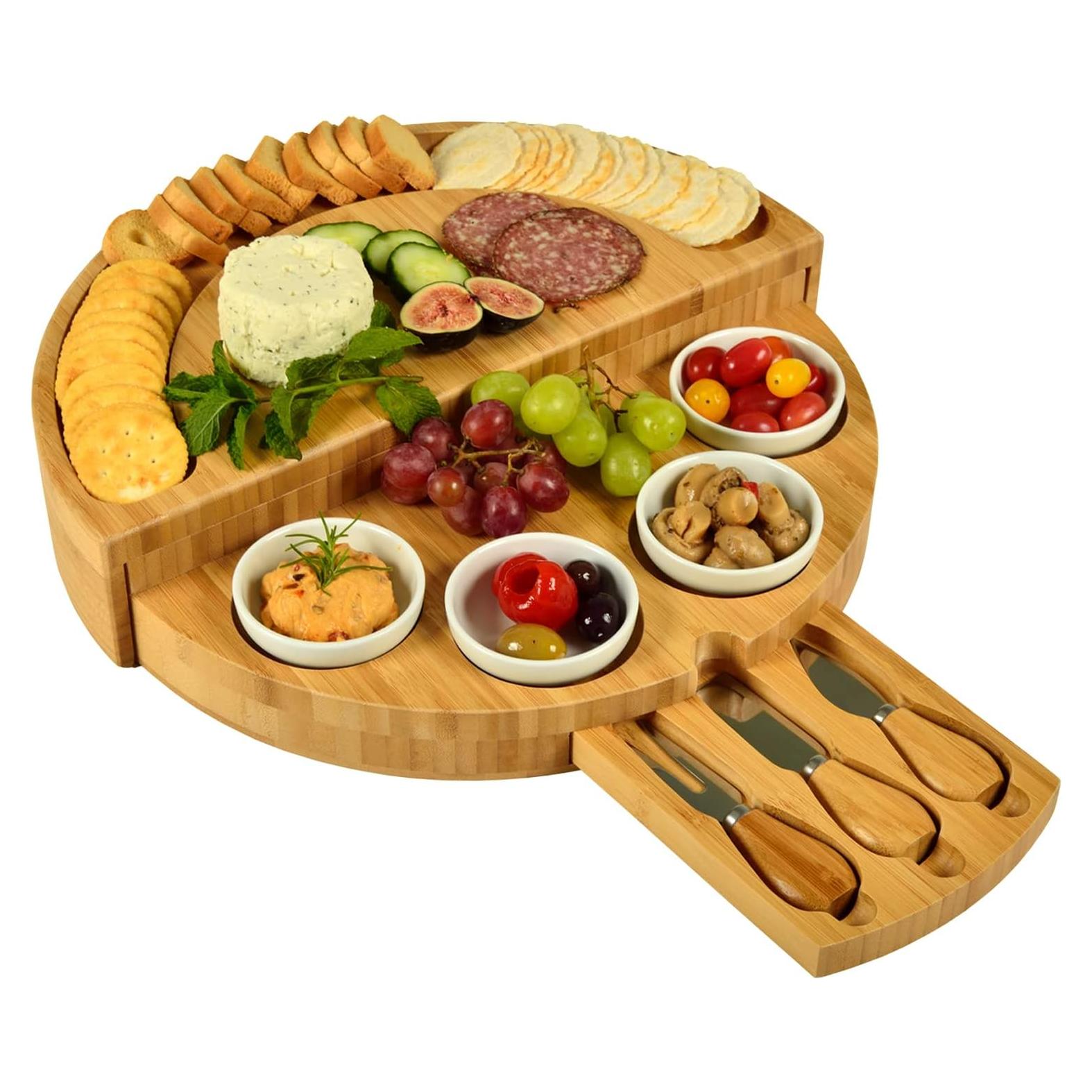 Tabla de Queso Plegable de Bambú Picnic en Ascot - Diseño Innovador