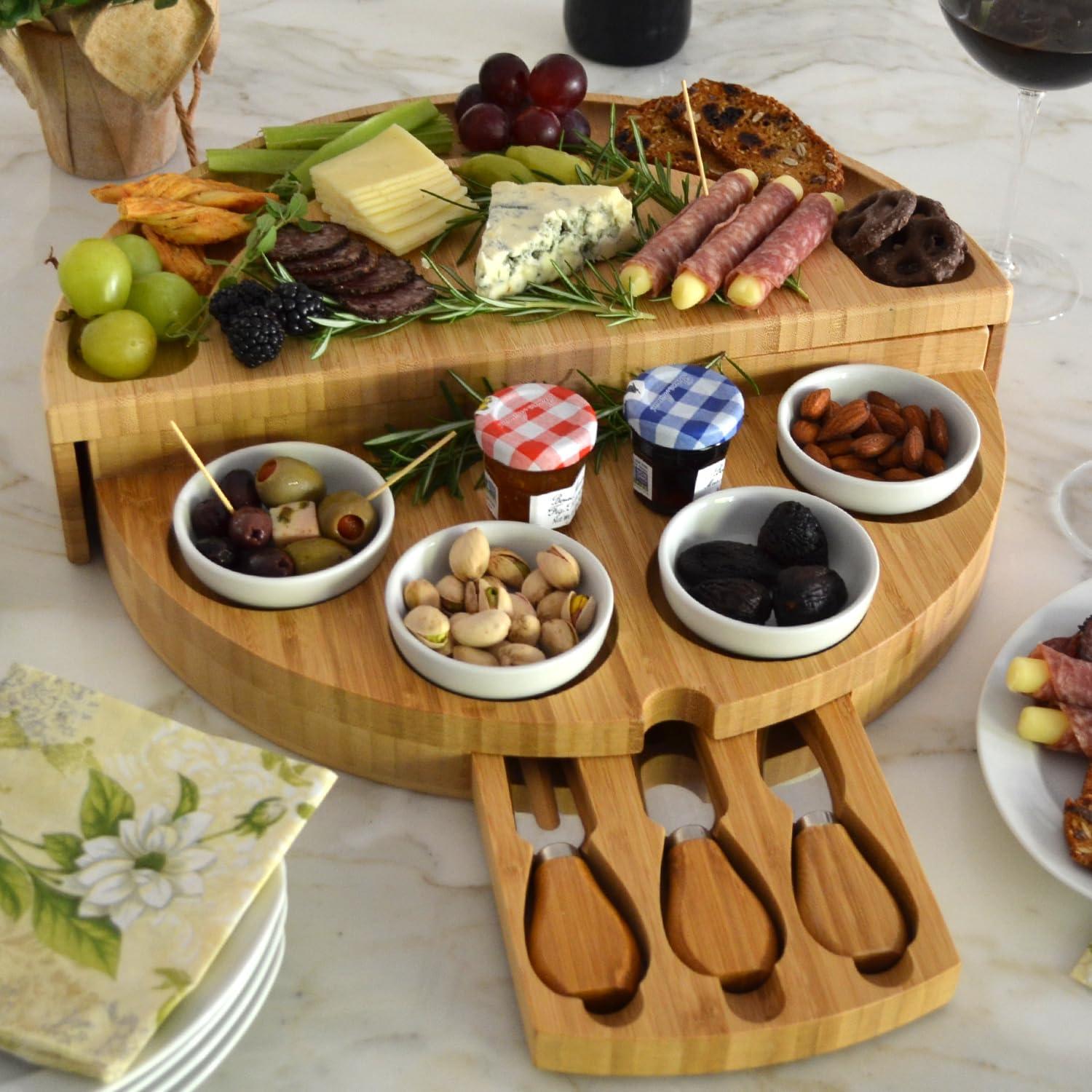 Tabla de Queso Plegable de Bambú Picnic en Ascot - Diseño Innovador