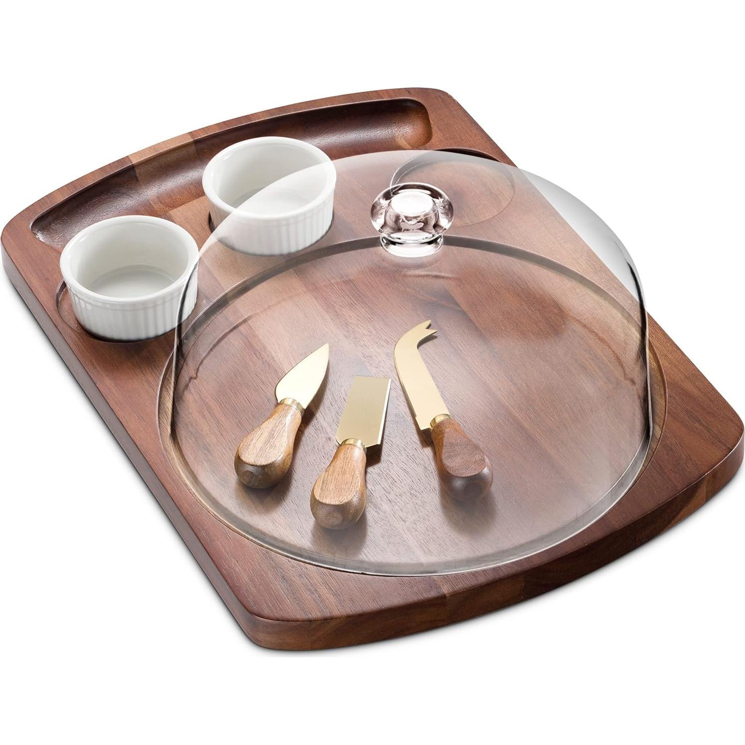 Juego de Tabla de Queso Godinger con Campana y Cuencos