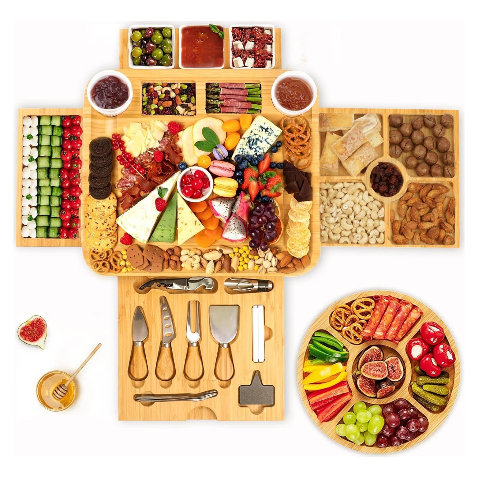 Juego de Tabla de Charcutería de Bambú Beautlohas con 20 Accesorios
