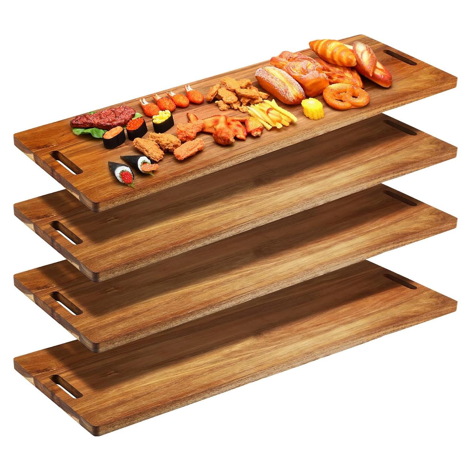 Skylety 4 Tablas de Madera de Acacia 90x30 cm con Mangos