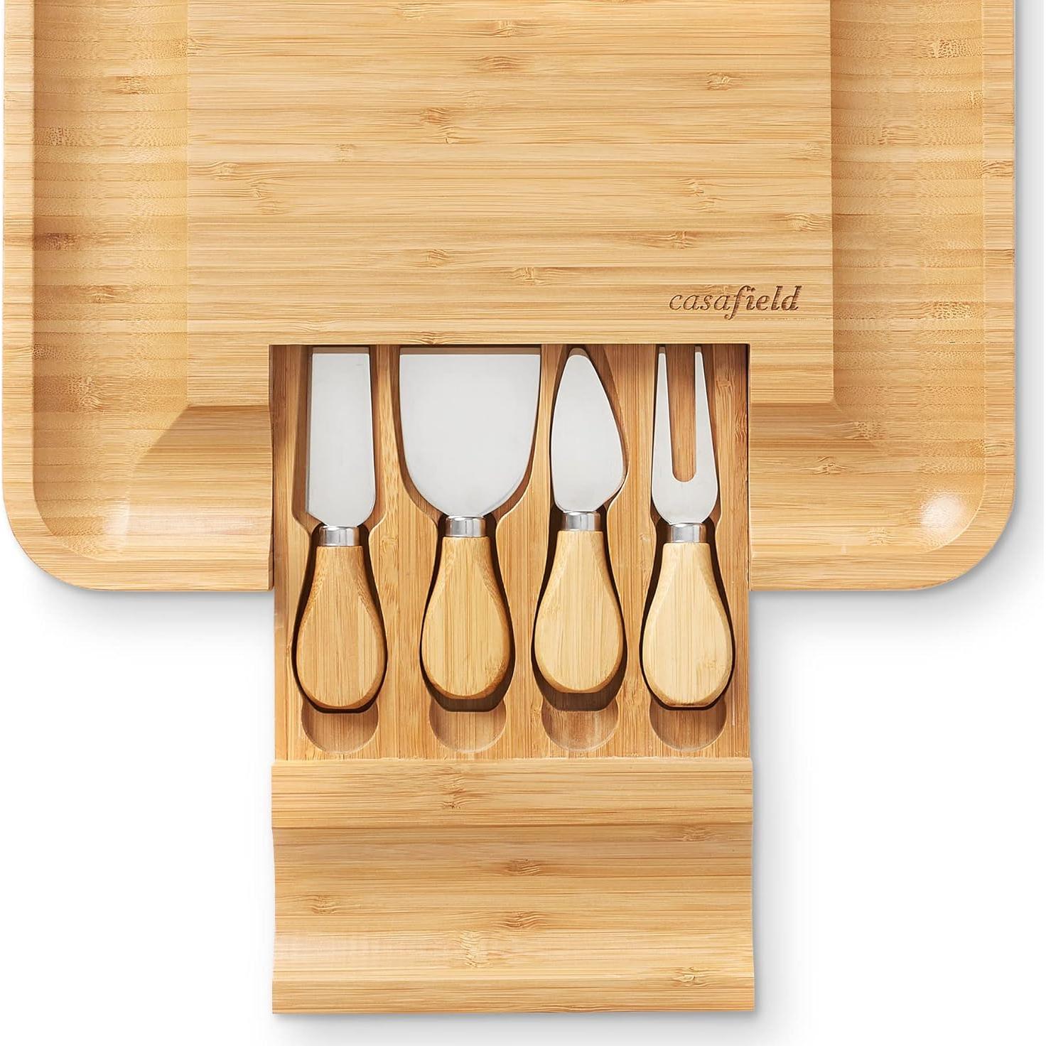 Juego de tabla de queso y cuchillos Casafield - Bambú Natural