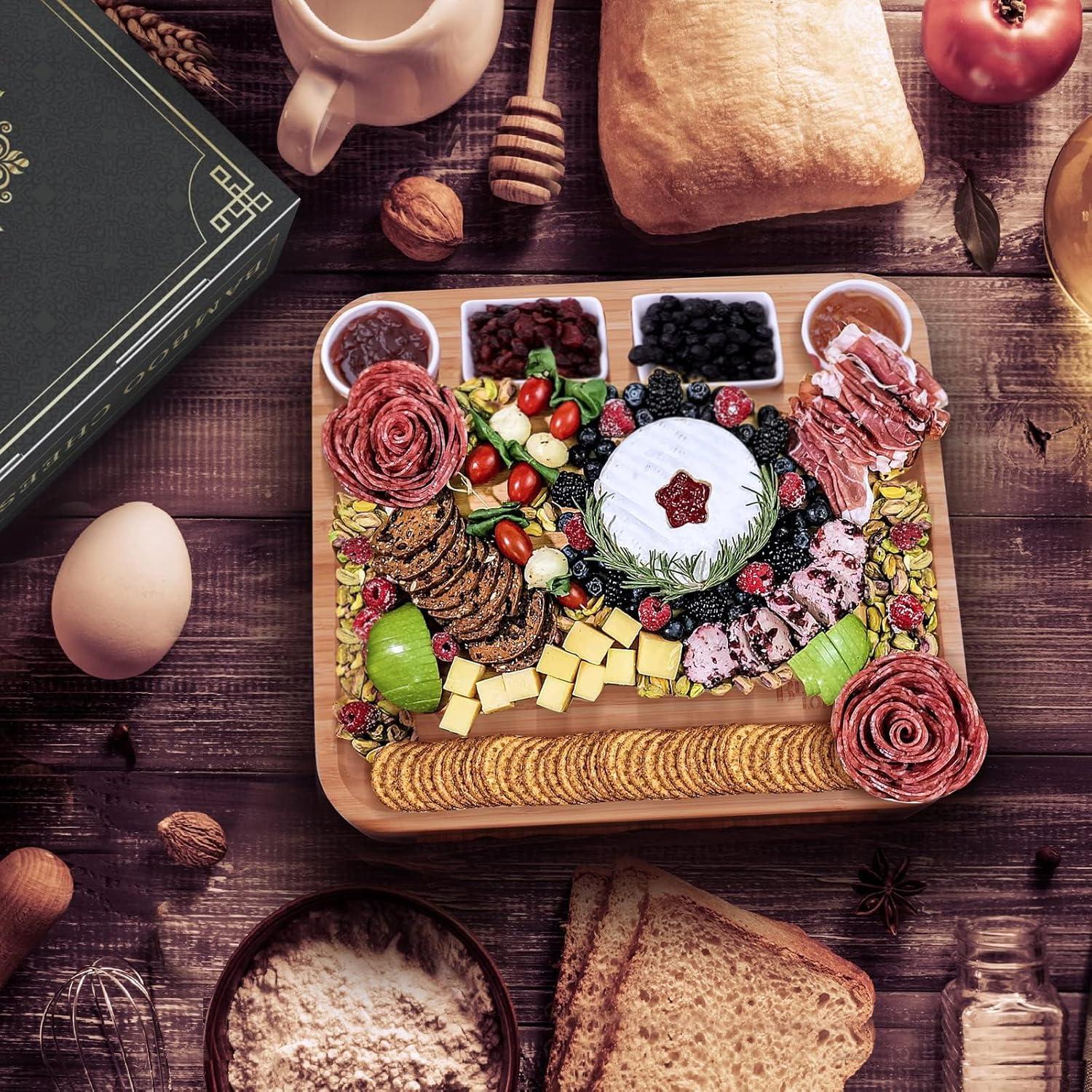 Juego de Tabla de Queso de Bambú BEAUPLUS 38x33 cm con Cuchillos