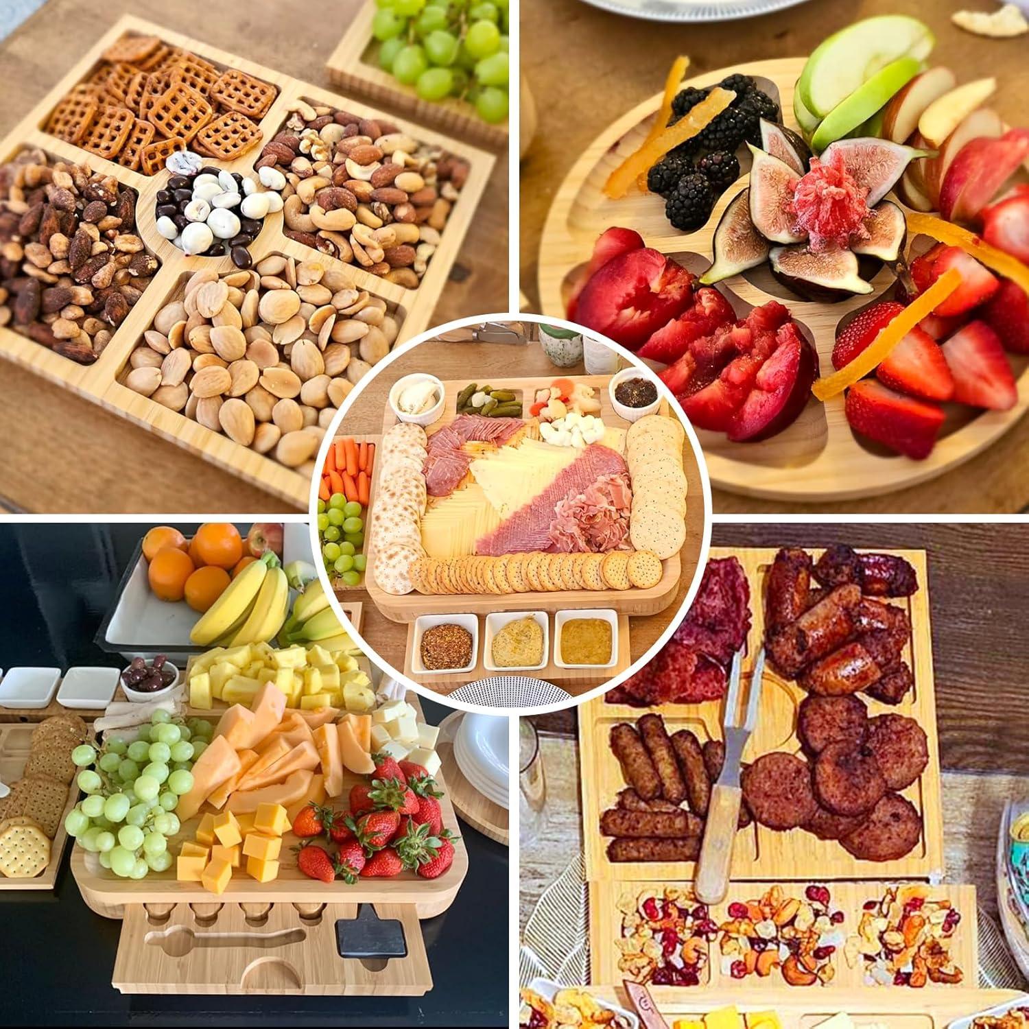 Juego de Tabla de Queso de Bambú BEAUPLUS 38x33 cm con Cuchillos