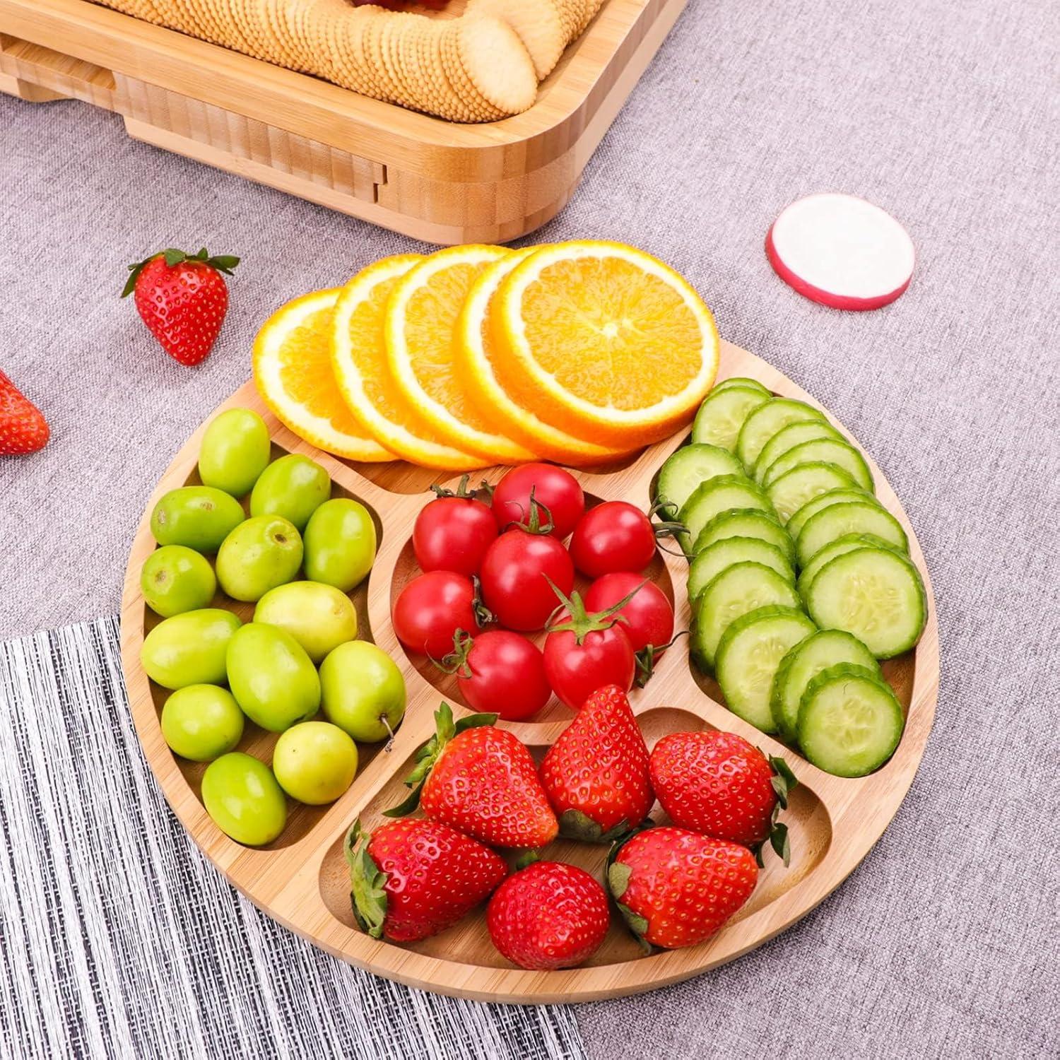 Juego de Tabla de Queso de Bambú BEAUPLUS 38x33 cm con Cuchillos