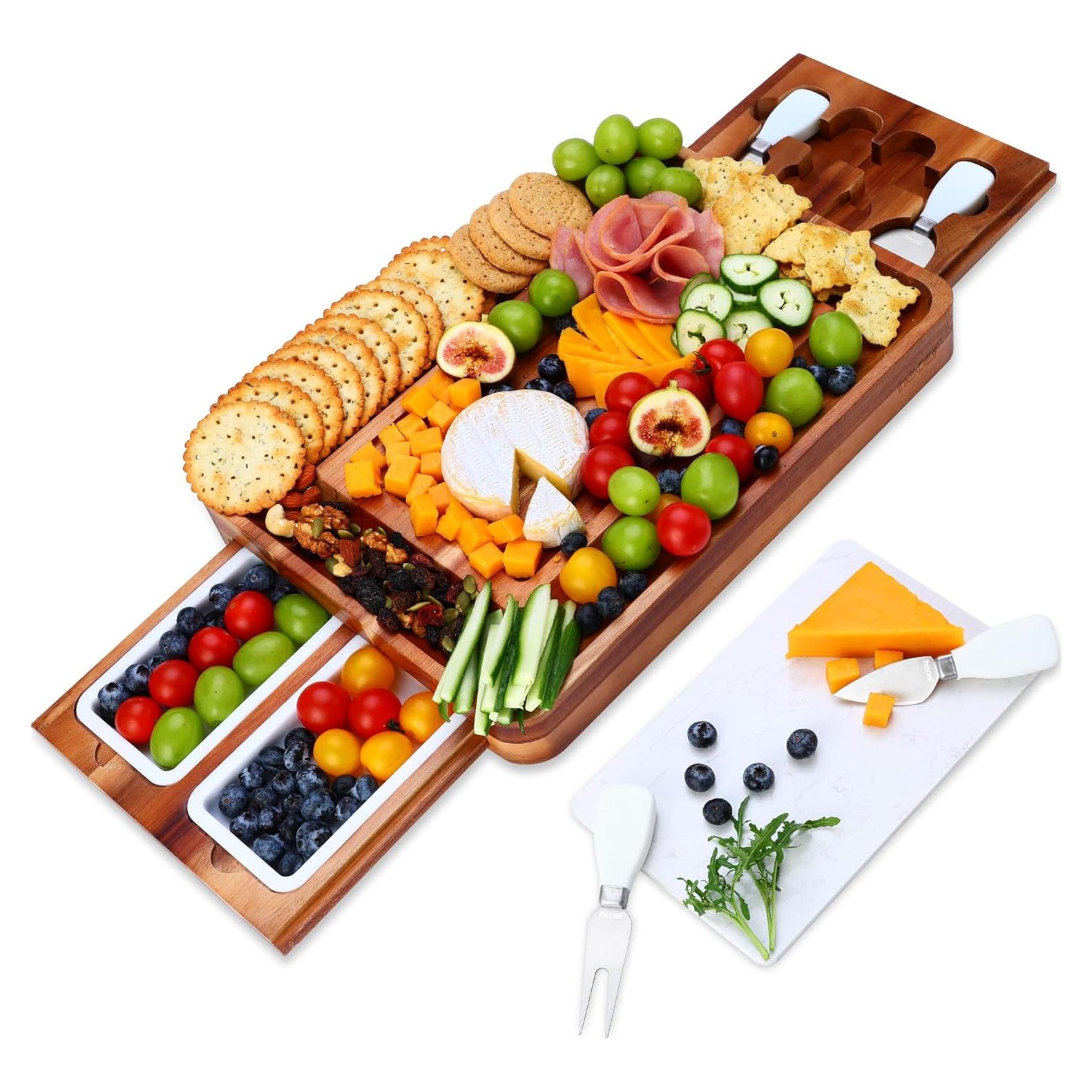 Juego de Tabla de Queso hecef de Madera de Acacia 37.8x27.4cm