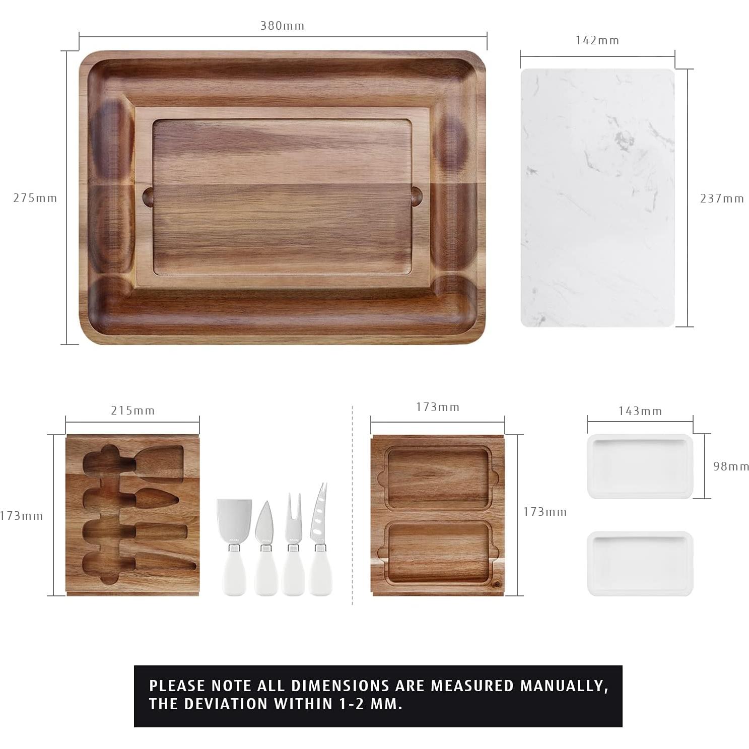 Juego de Tabla de Queso hecef de Madera de Acacia 37.8x27.4cm
