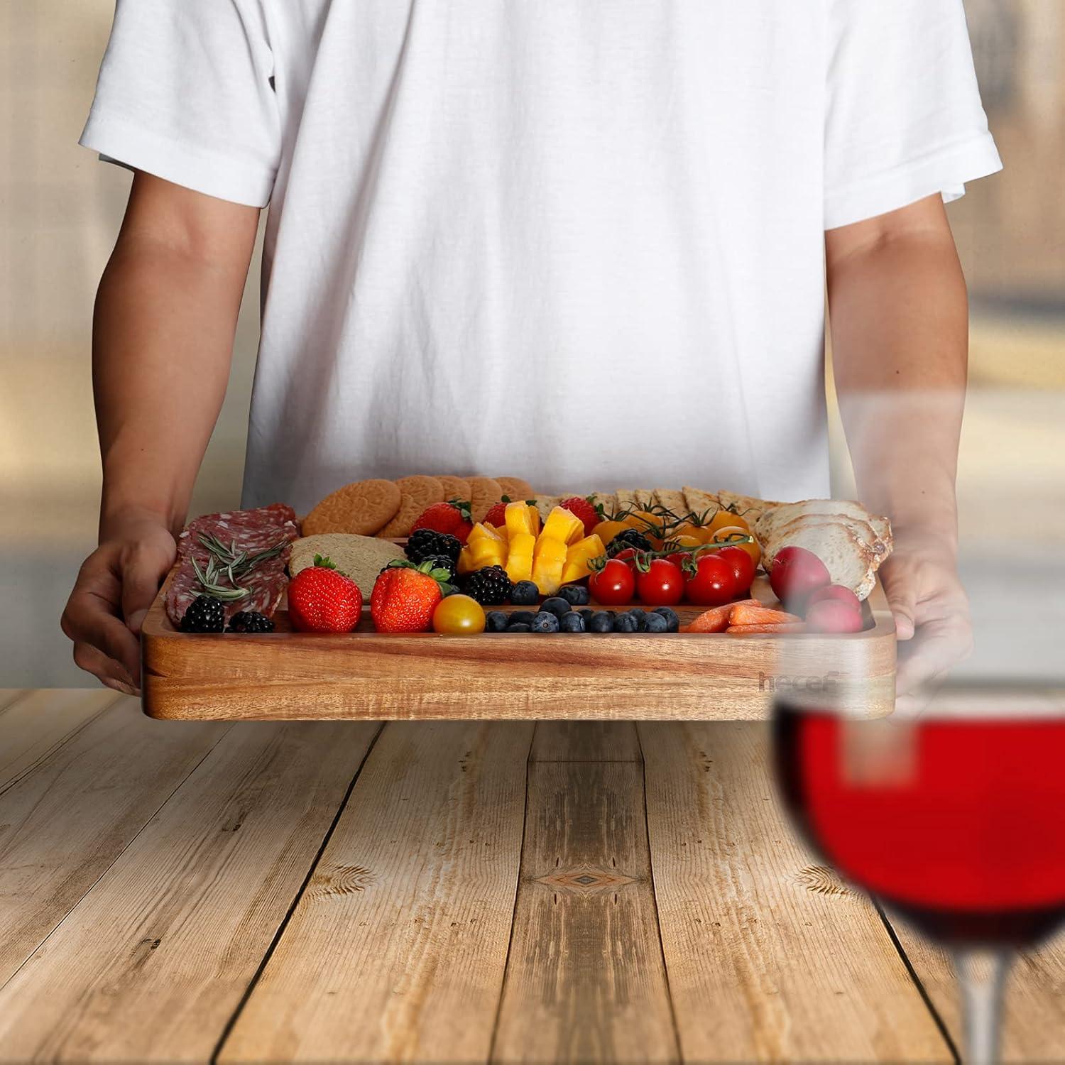 Juego de Tabla de Queso hecef de Madera de Acacia 37.8x27.4cm