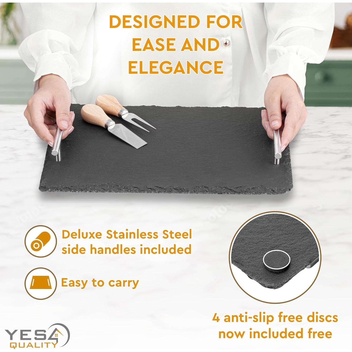 Juego de Tabla de Queso de Pizarra Yes4Quality 35.5x25.4cm