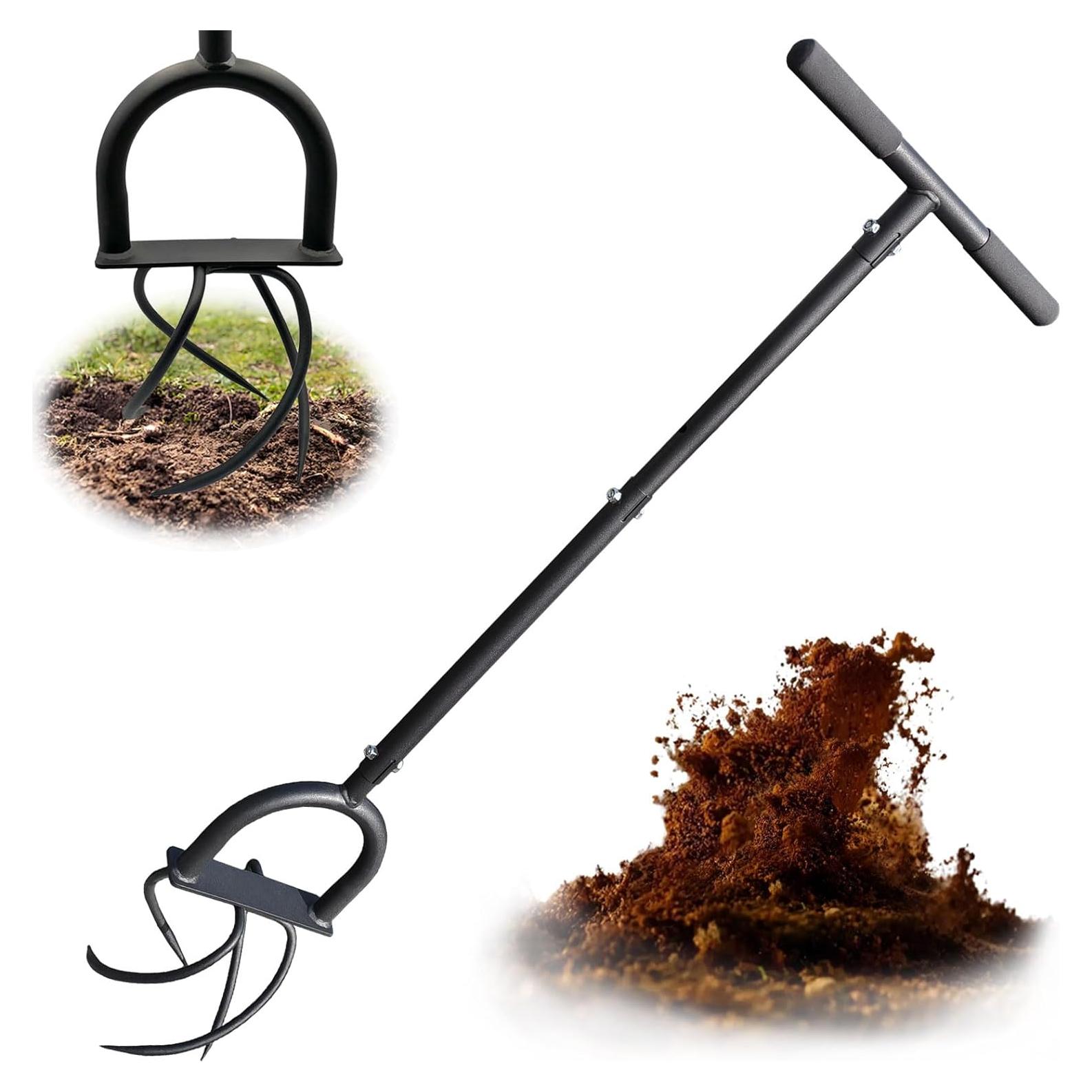 Cultivador de Mano MEIYIDA 4 Púas Ajustable para Jardín