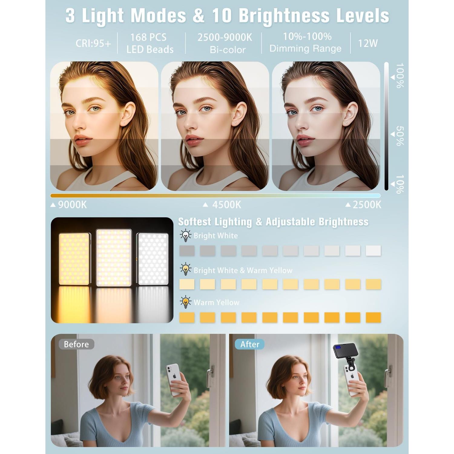 Luz LED para Selfie Auriani AUR-3IN1-FL 3000mAh 3 Modos