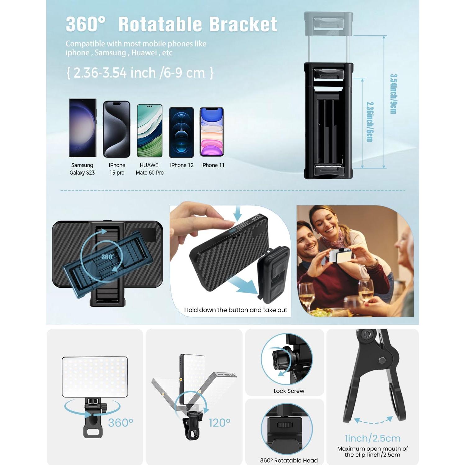 Luz LED para Selfie Auriani AUR-3IN1-FL 3000mAh 3 Modos