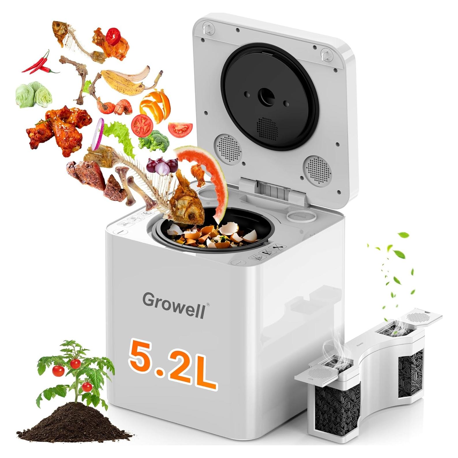 Compostador Eléctrico Growell 5.2L Sin Olores con Filtro