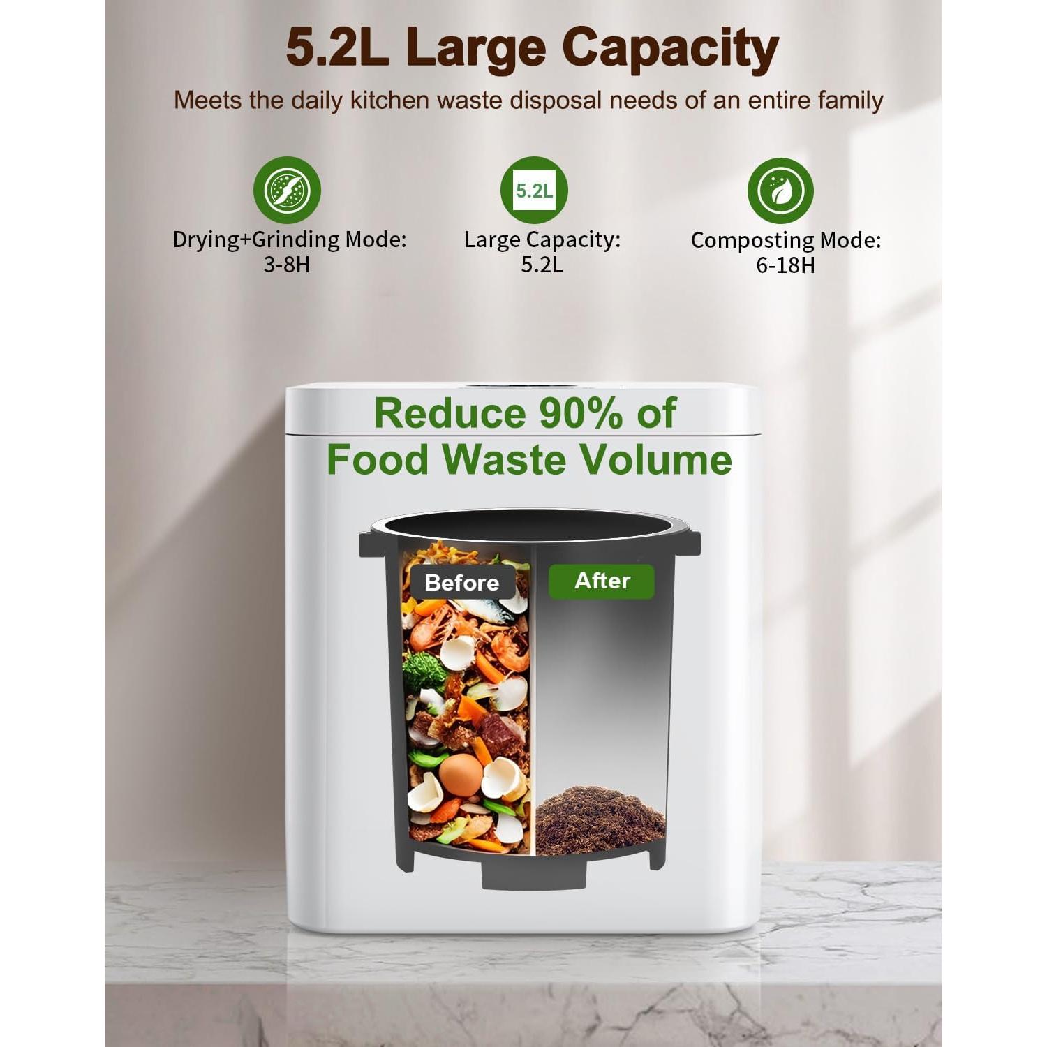 Compostador Eléctrico Growell 5.2L Sin Olores con Filtro