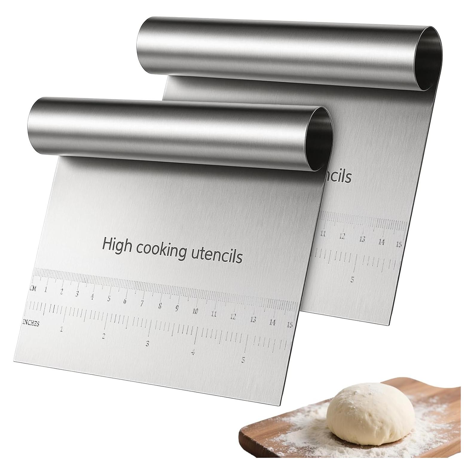 Cortador Raspador de Masa de Banco JIYIN Acero Inoxidable 2Pcs