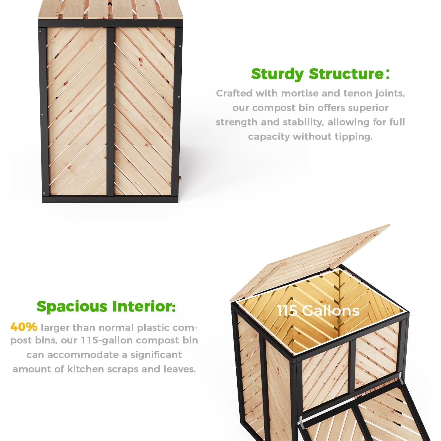 Compostador de Madera SOCOME 115 Galones Natural Exterior