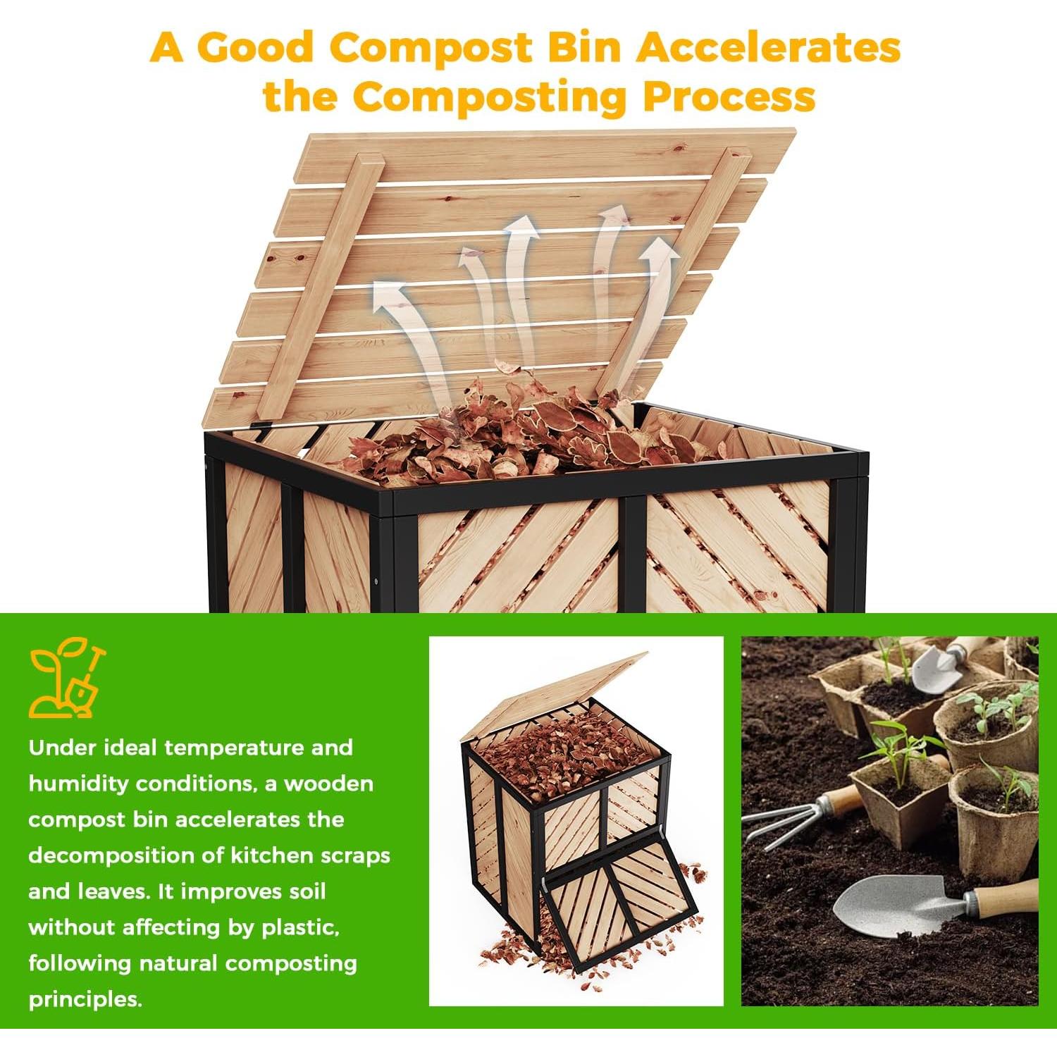 Compostador de Madera SOCOME 115 Galones Natural Exterior