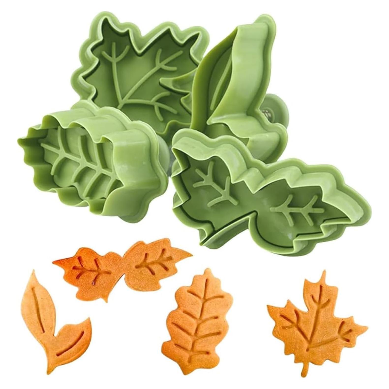 Set de 4 Cortadores de Galletas Hoja Amzocina - Plástico Duradero