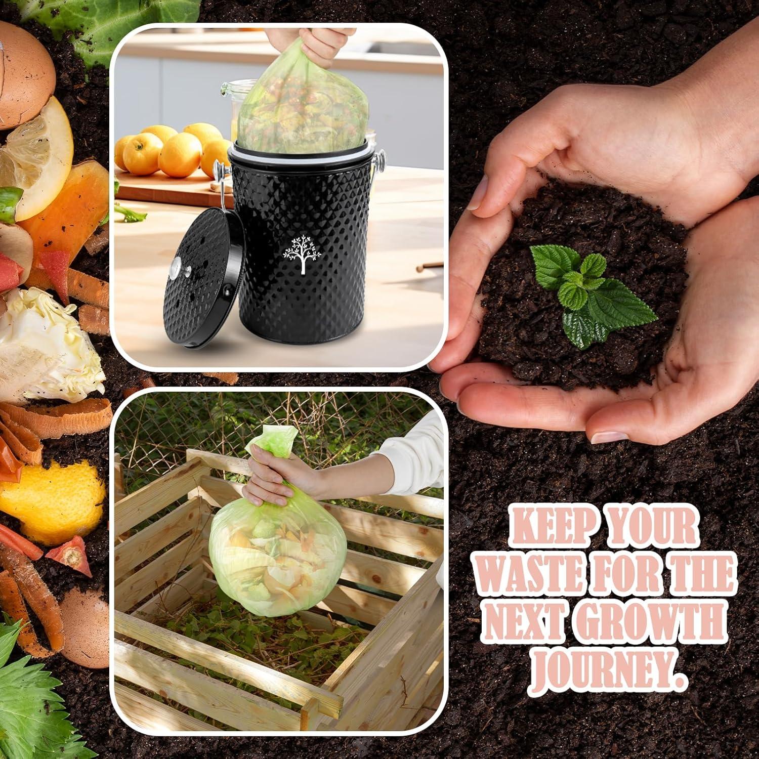 Cubo de Compostaje AOSION 3.8L Sin Olores Negro para Cocina