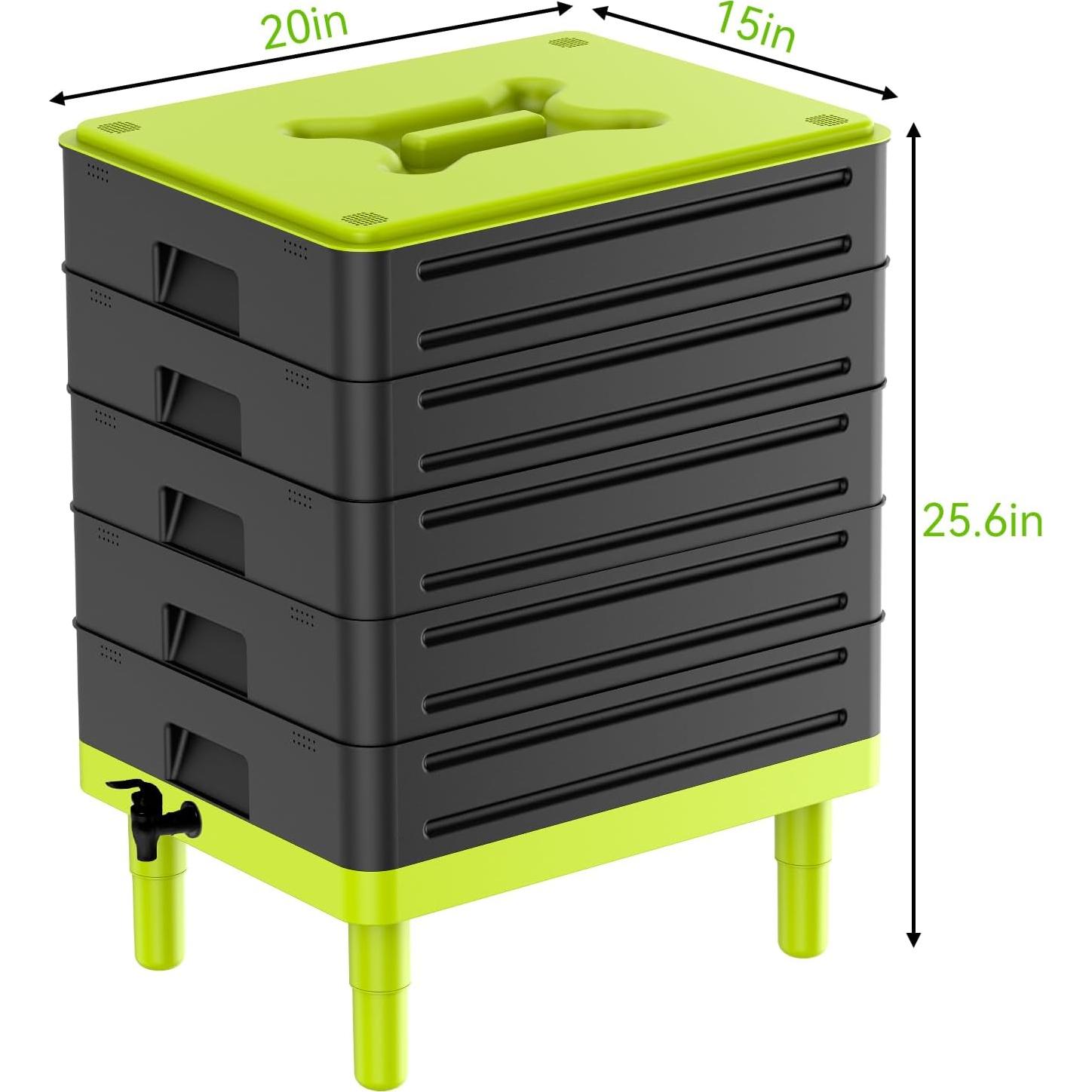 Compostador de Lombrices TOP XIAN 100L 5 Bandejas Negro