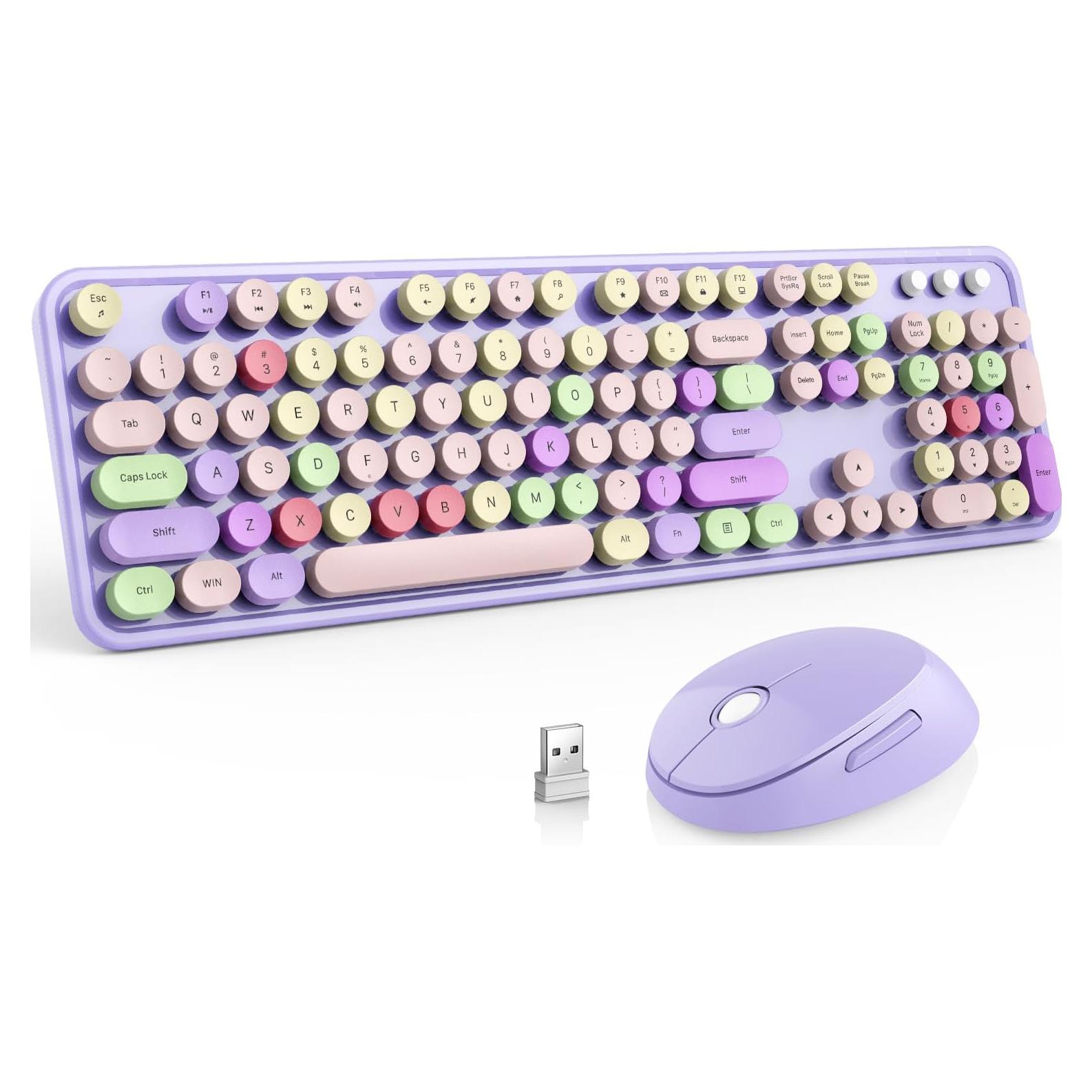 Combo Teclado y Ratón Inalámbrico MOFII Retro Púrpura