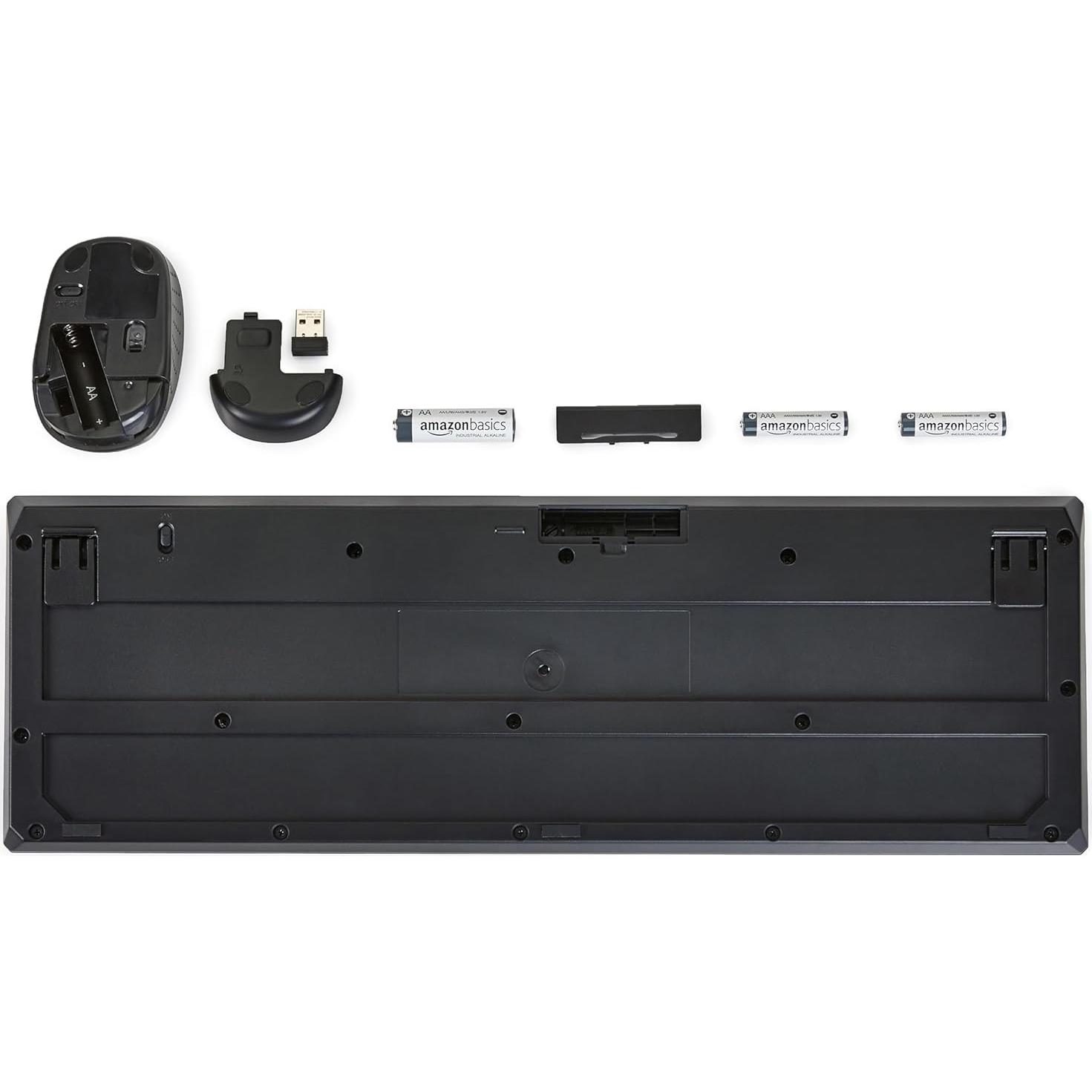 Combo Teclado y Ratón Inalámbrico Amazon Basics QWERTY Negro