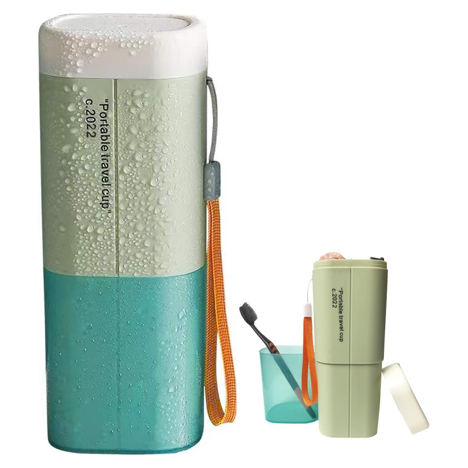 Estuche de Cepillo de Dientes de Viaje Rmannke Verde 4 en 1