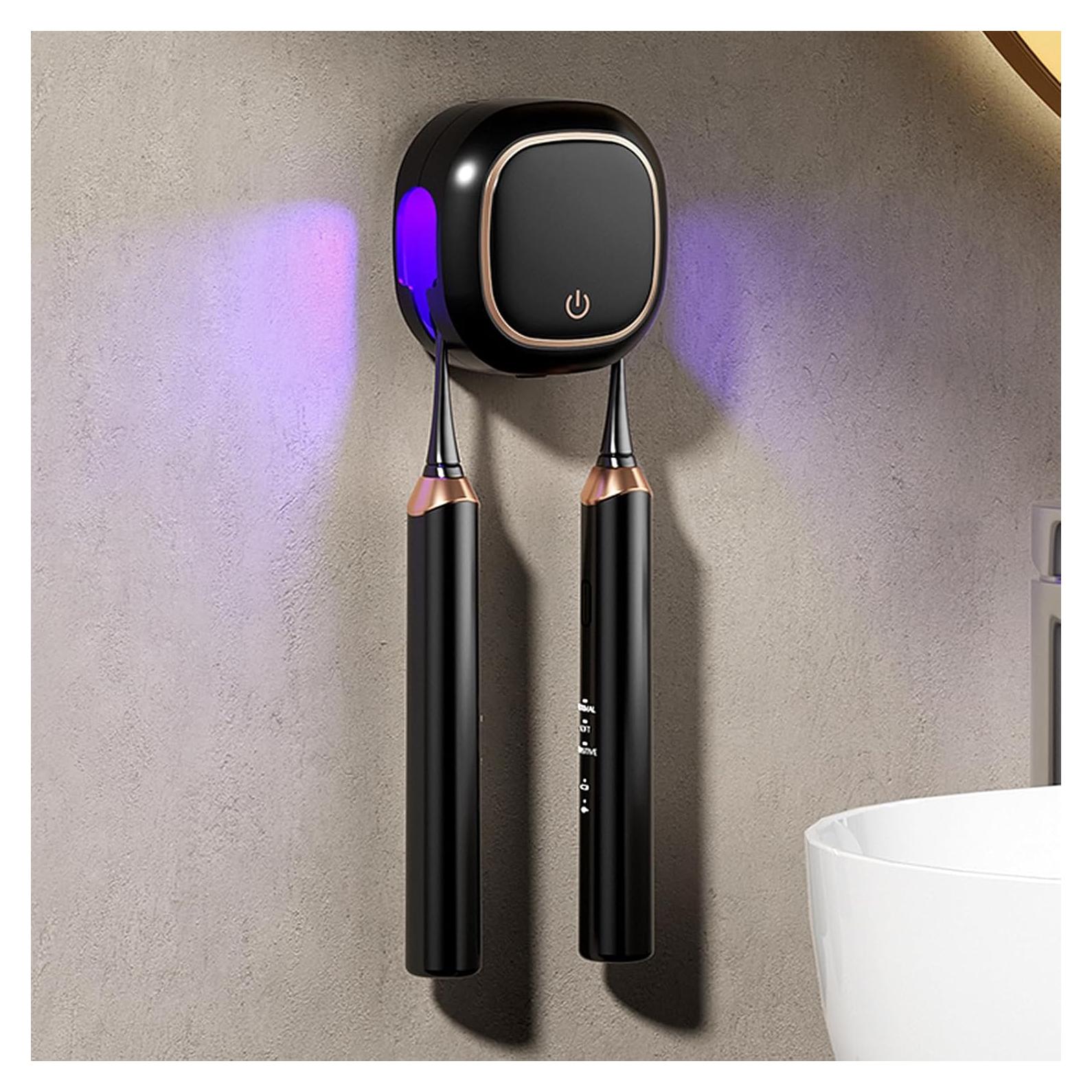 Soporte de Cepillos de Dientes Wekity Montado en la Pared Negro