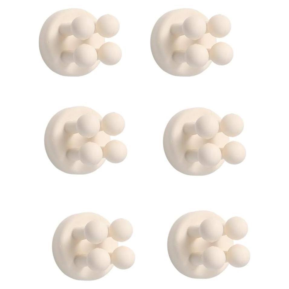 6 Soportes de Silicona Beige para Cepillos y Afeitadoras