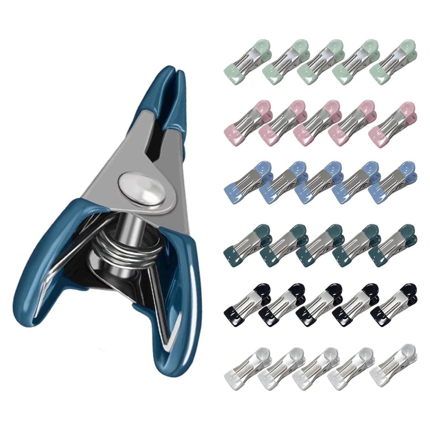 30 Pinzas de Ropa de Acero Inoxidable FatySuby - Antideslizantes y Coloridas